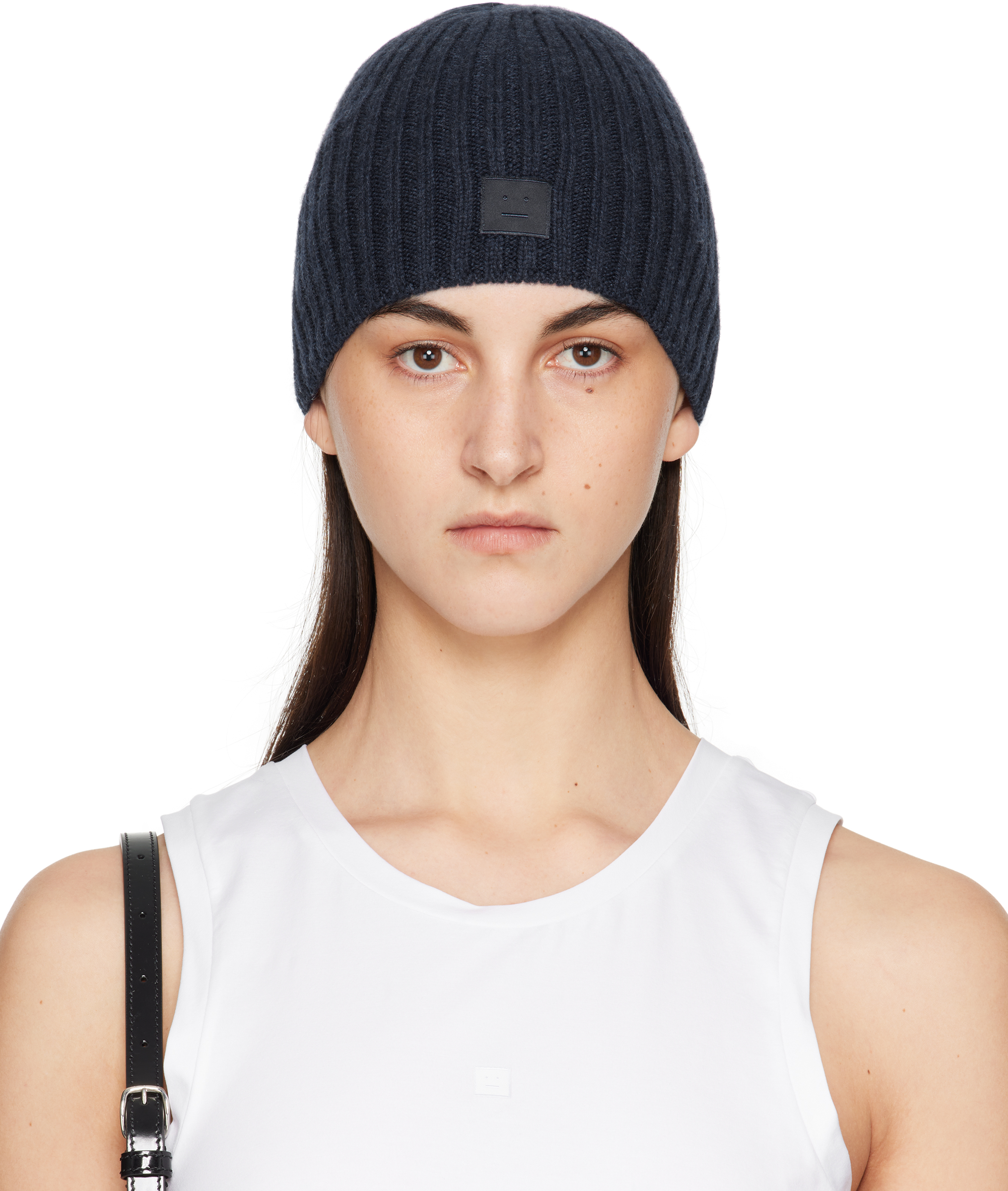 

Вязаная шапка темно-синего цвета Acne Studios, Navy melange