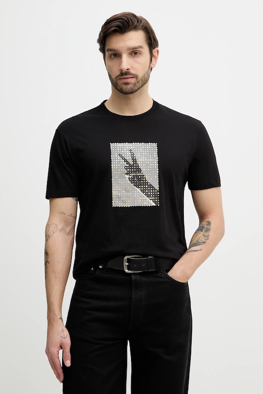

Хлопковая футболка Armani Exchange, черный