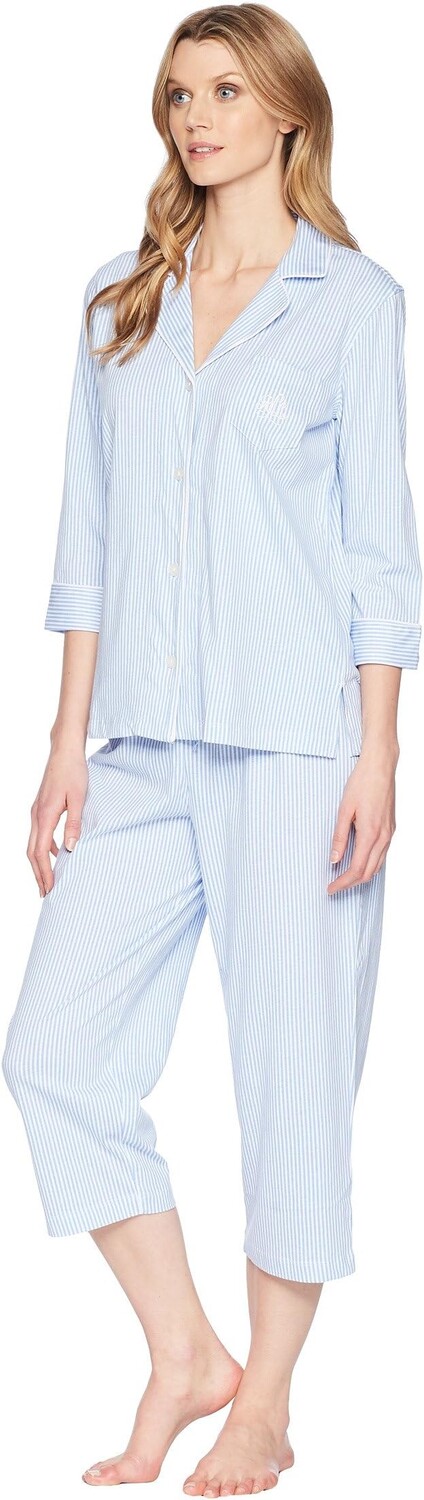 Пижамный комплект-капри Essentials Bingham Knits LAUREN Ralph Lauren, цвет French Blue Stripe — фото 2