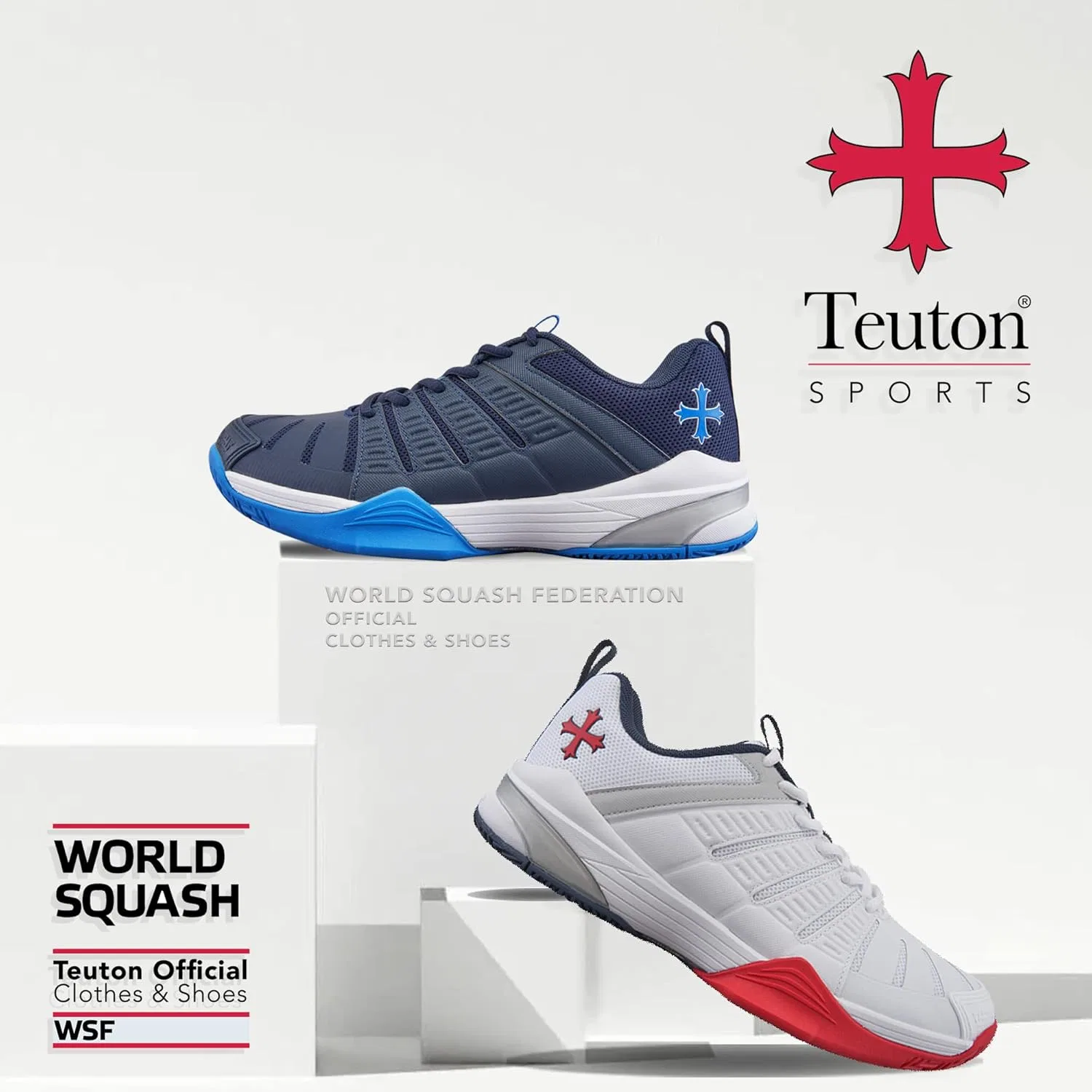 Кроссовки Teuton, AC1 All-Court Shoes, Indoor Shoes - Squash Tennis Handball Padel Volleyball Pickleball - Indoor Shoes, White — фото 4