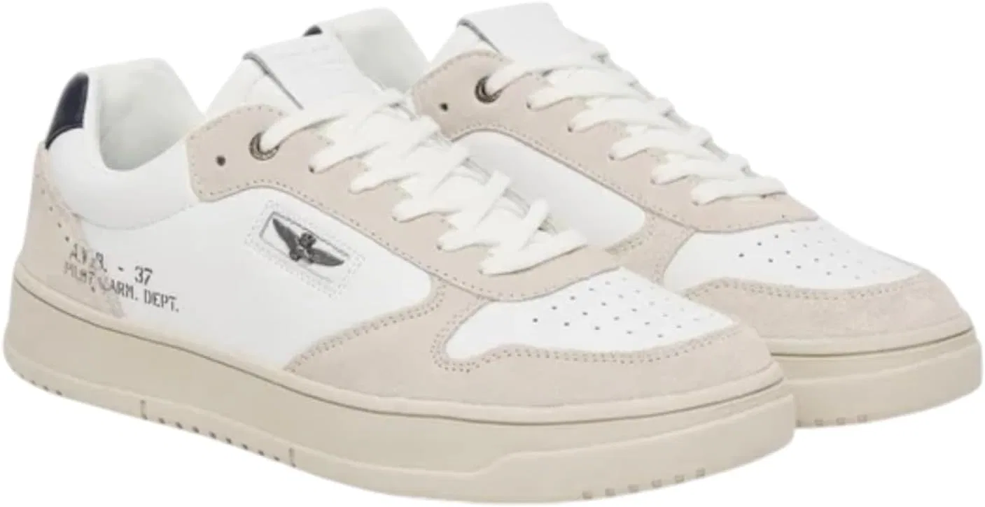 Мужские низкие кожаные кроссовки Aeronautica Militare 252SC0235UPL00244, Off White — фото 2