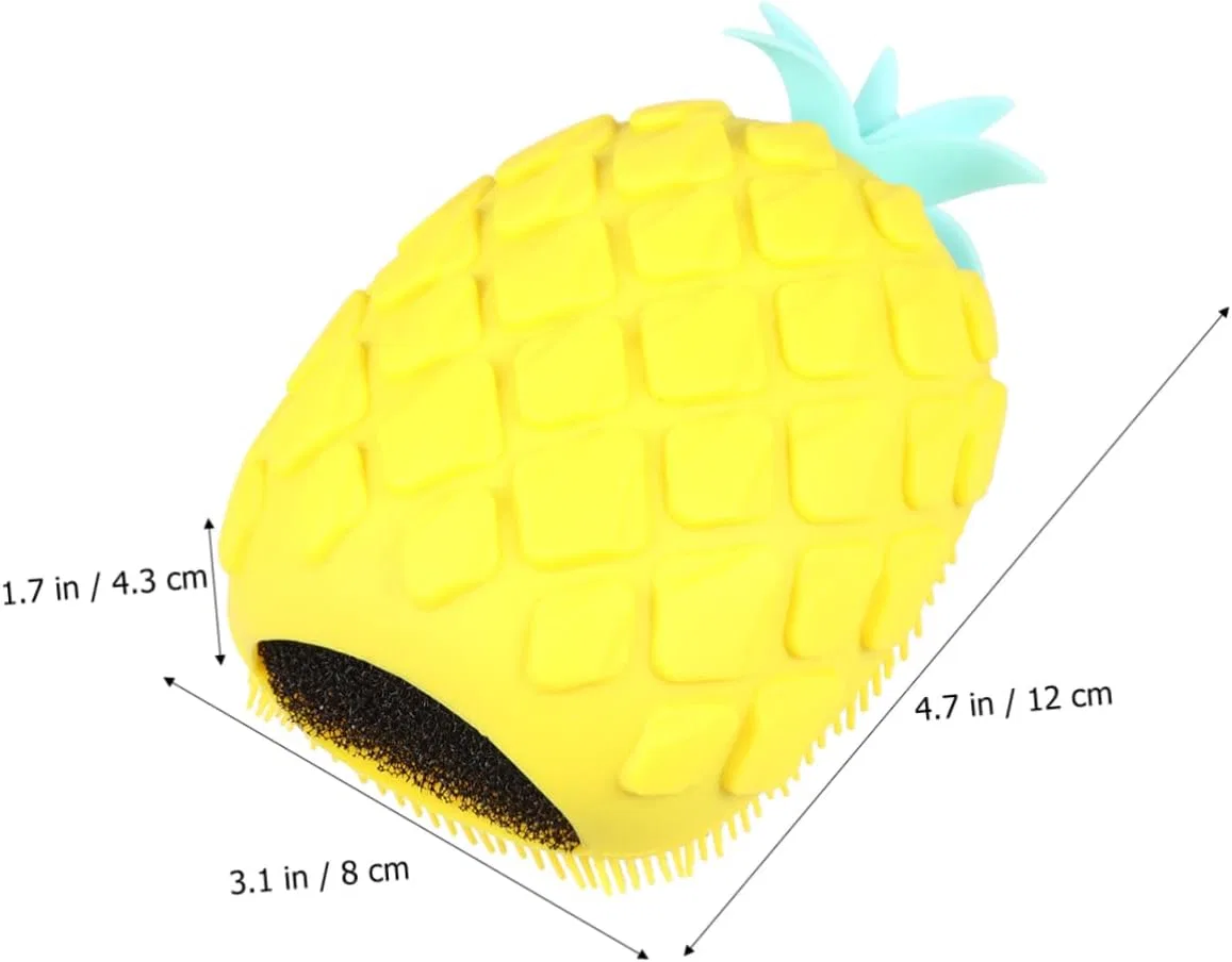 Силиконовая щетка для тела Pineapple, Mikinona, 1 шт, 12x8 см, Yellow — фото 4