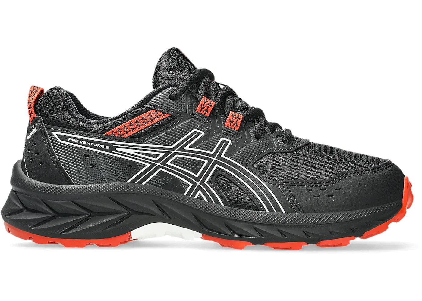Детские кроссовки для мальчиков с длинным шнурком ASICS Pre Venture 9, Black/White