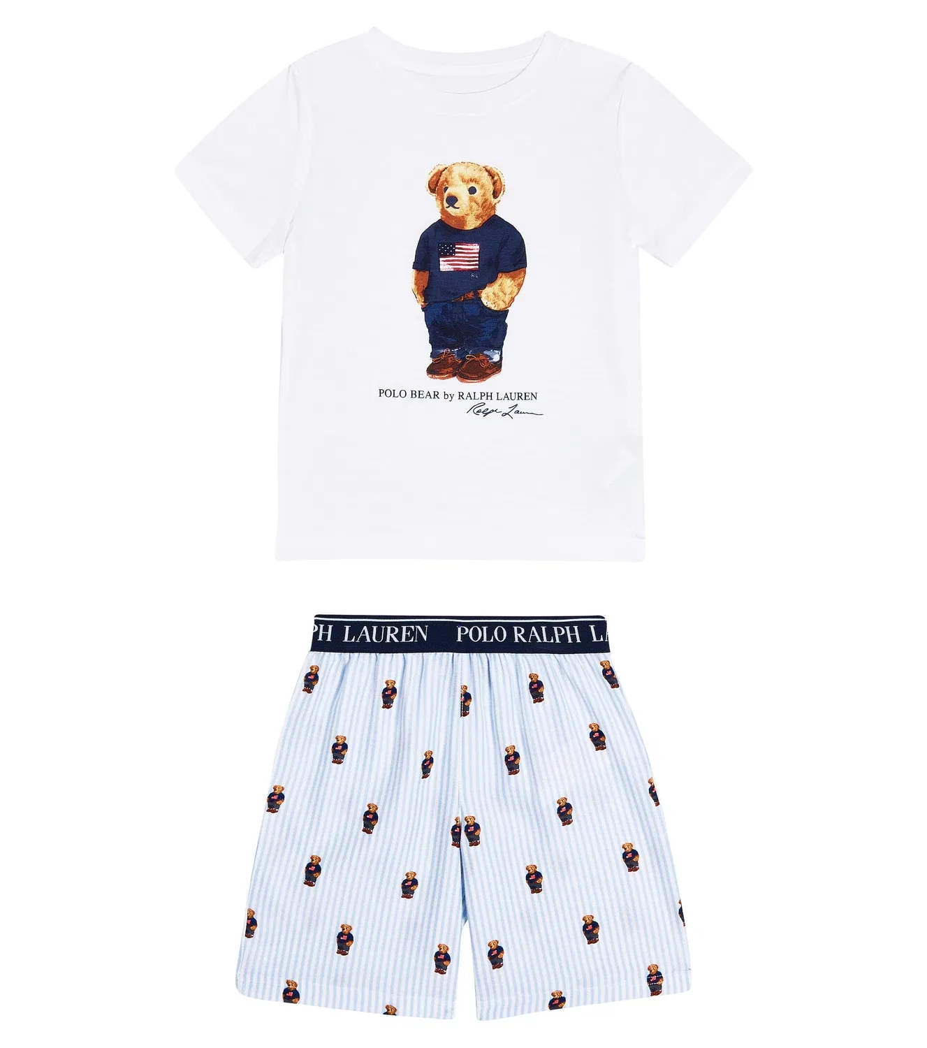 Комплект пижам с медведем Polo Ralph Lauren Kids, белый