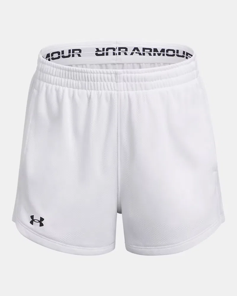 Шорты с длиной по внутреннему шву 6 см из дышащей двойной сетки UA Tech Mesh Play Up UnderArmour, White/Black — фото 2