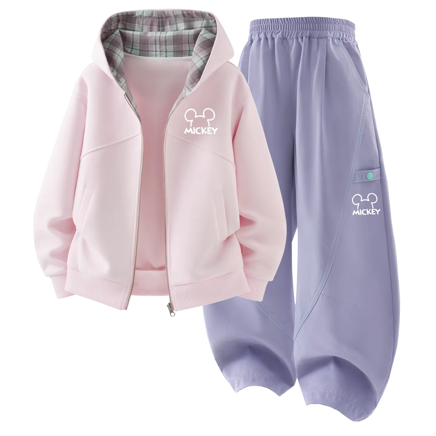 Детский спортивный комплект с капюшоном Di Line K Cherry Blossom Pink+Thick Version Di Line K_Right Middle Light Leaf Purple Disney