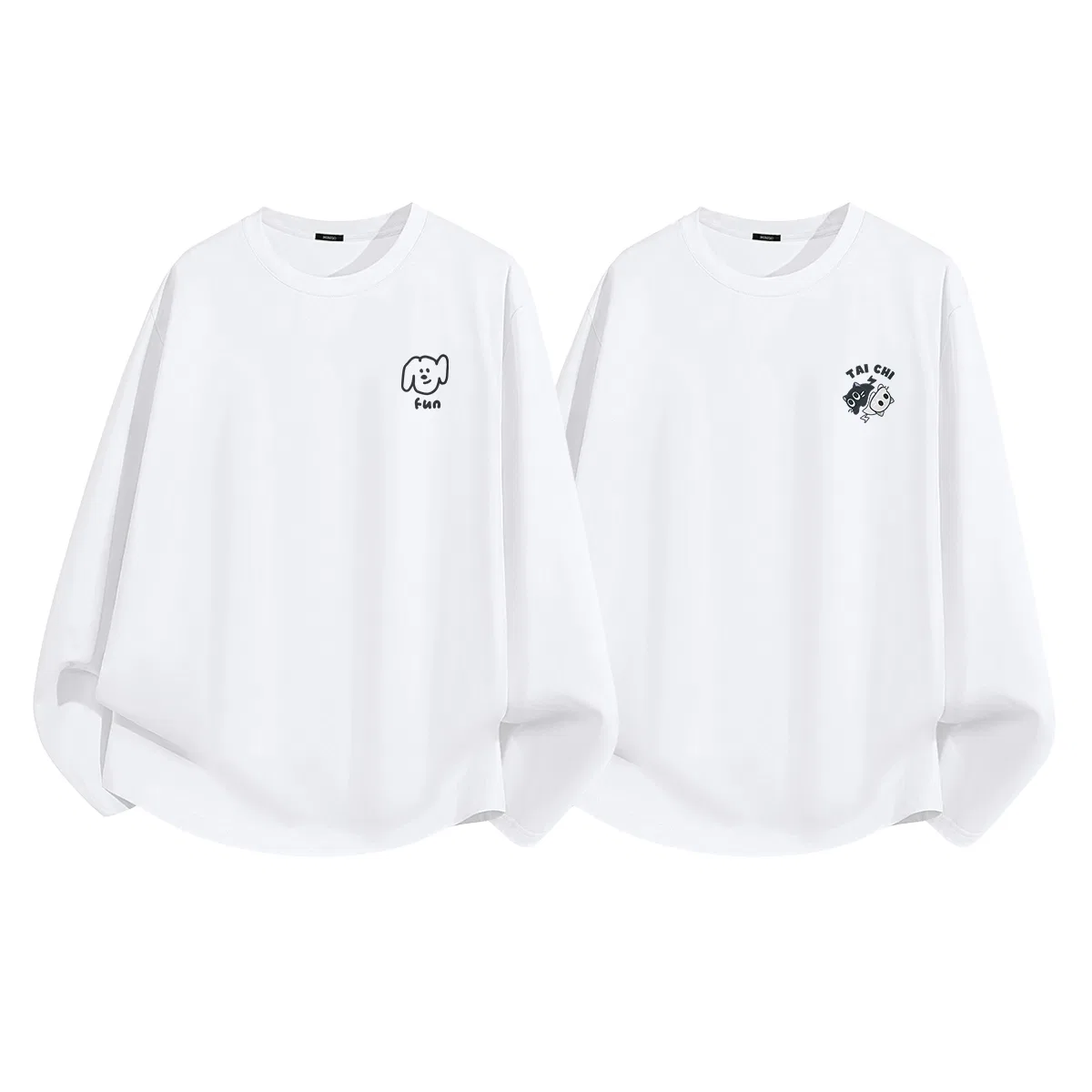Детское футболка с принтом MINISO, [2 Pack]White (Ma Xiu Dog Journal Chest Logo)+White (B Tai Chi Cat Chest Logo)
