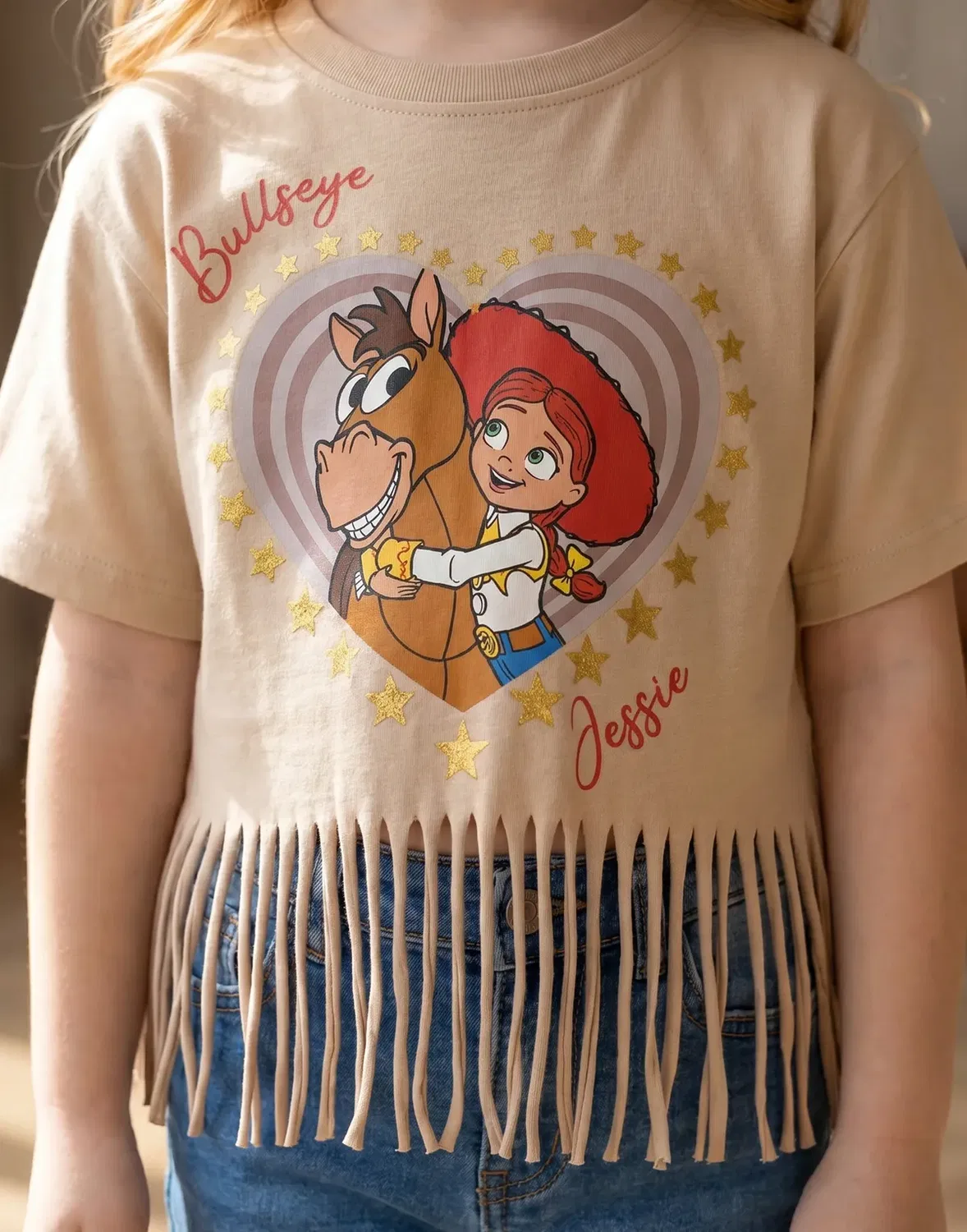 Детская футболка с бахромой и коротким рукавом Disney, Beige — фото 4