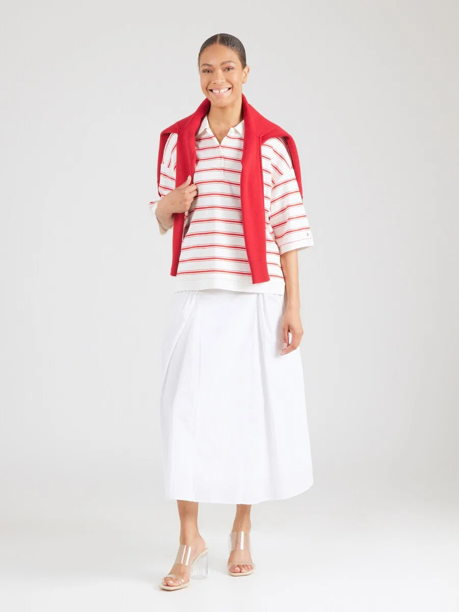 Футболка TOMMY HILFIGER "Oversized Fit Stripe" белого цвета — фото 4