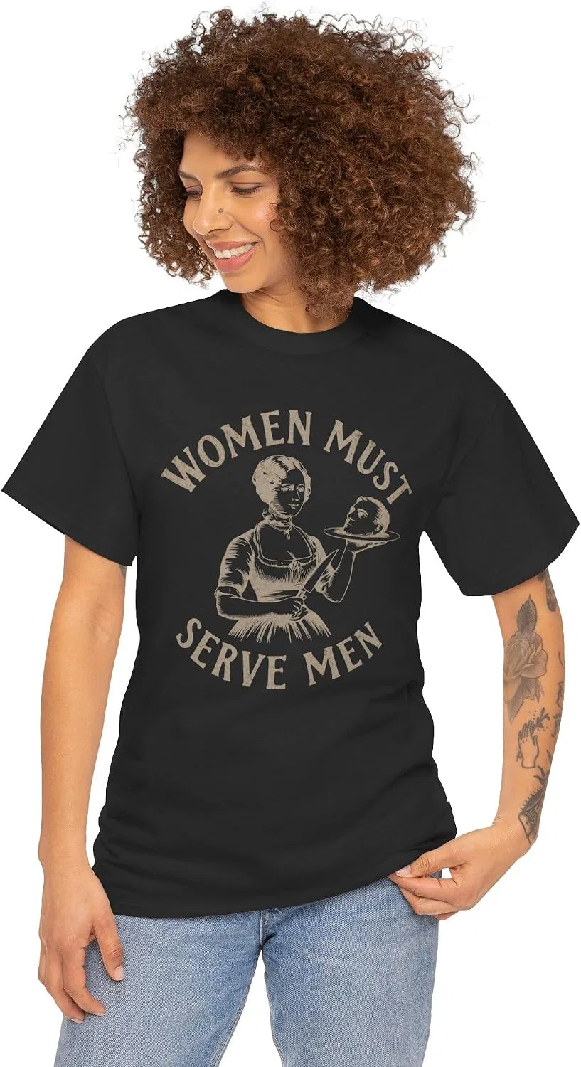 Футболка с ироничным принтом Women Must Serve Men, Black — фото 4