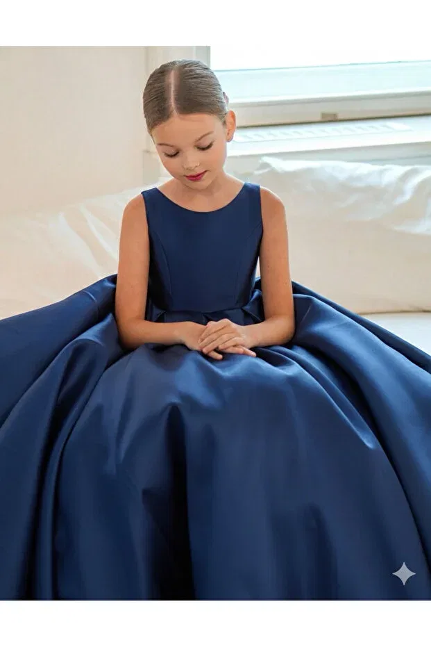 Детское платье для девочек с принтом Egolika Kids, Navy Blue — фото 3