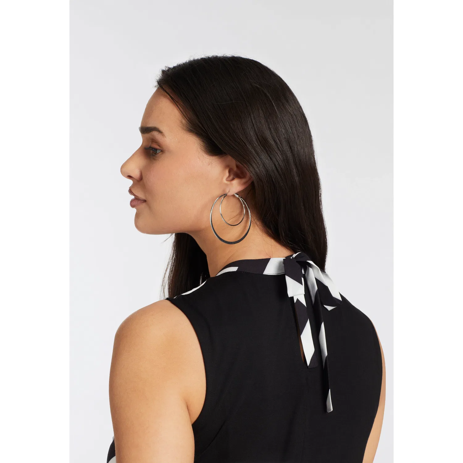 Женская блуза с цветочным принтом Laura Scott, Black/White Striped — фото 4