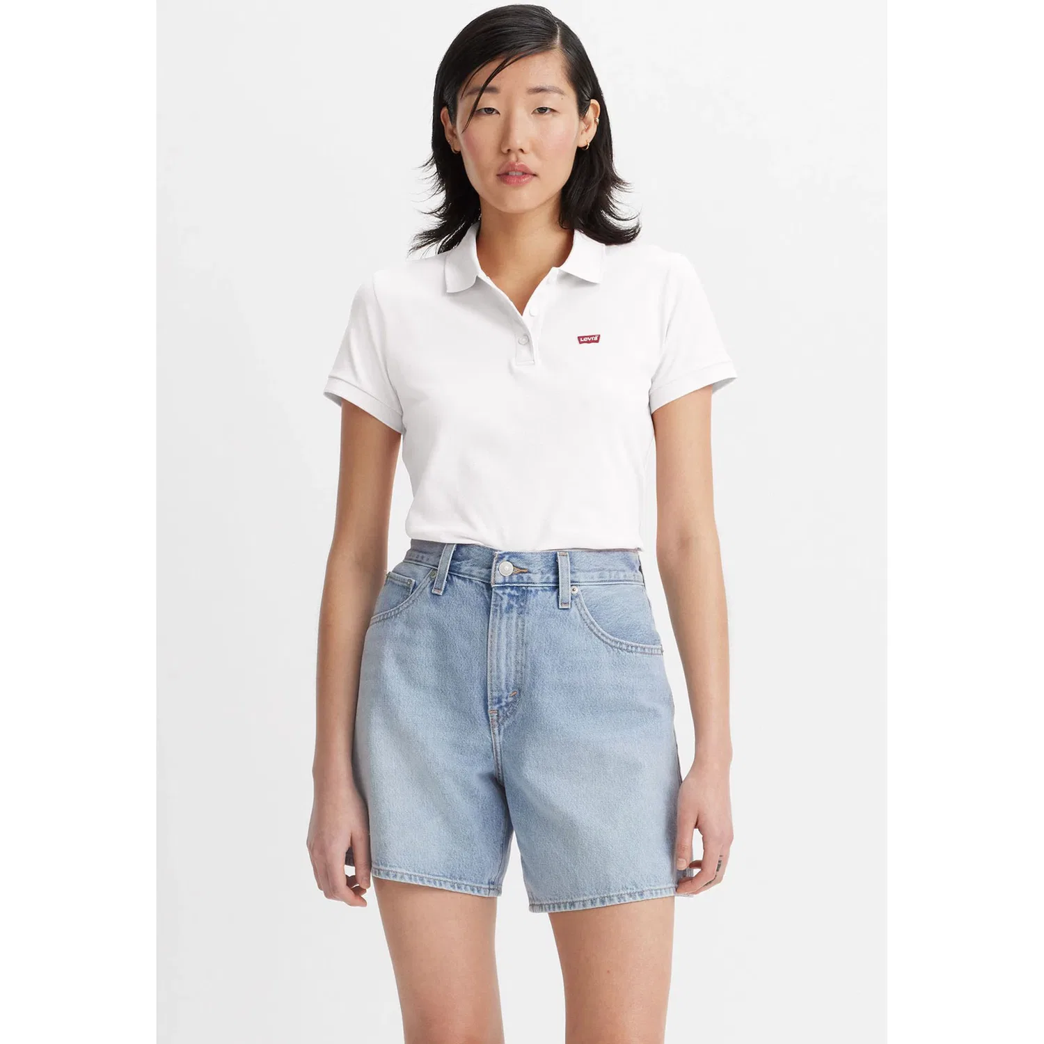 Женское поло с пике из эластичной смеси хлопка Levi's, White