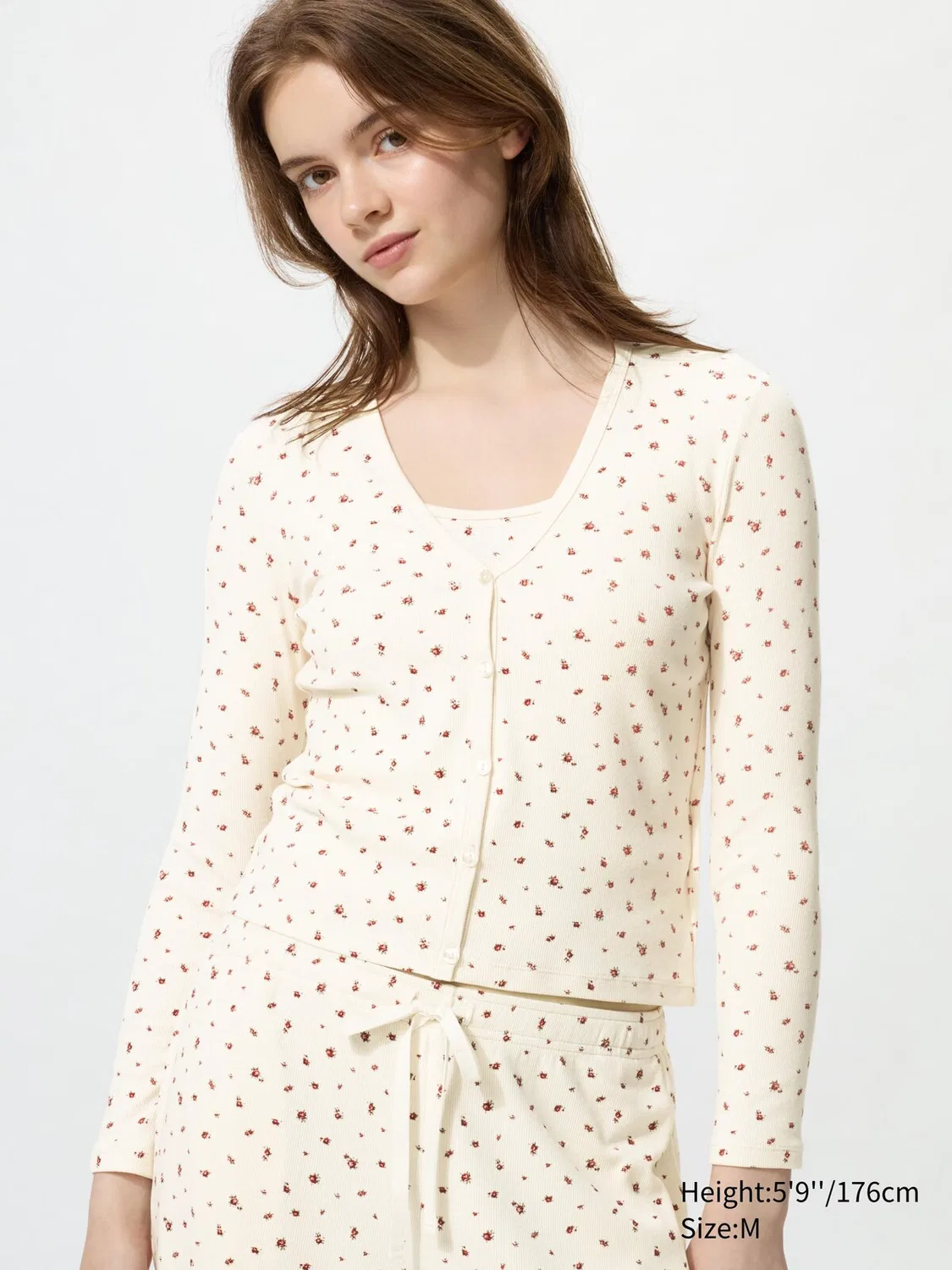Кардиган Uniqlo, с цветочным узором, кремовый