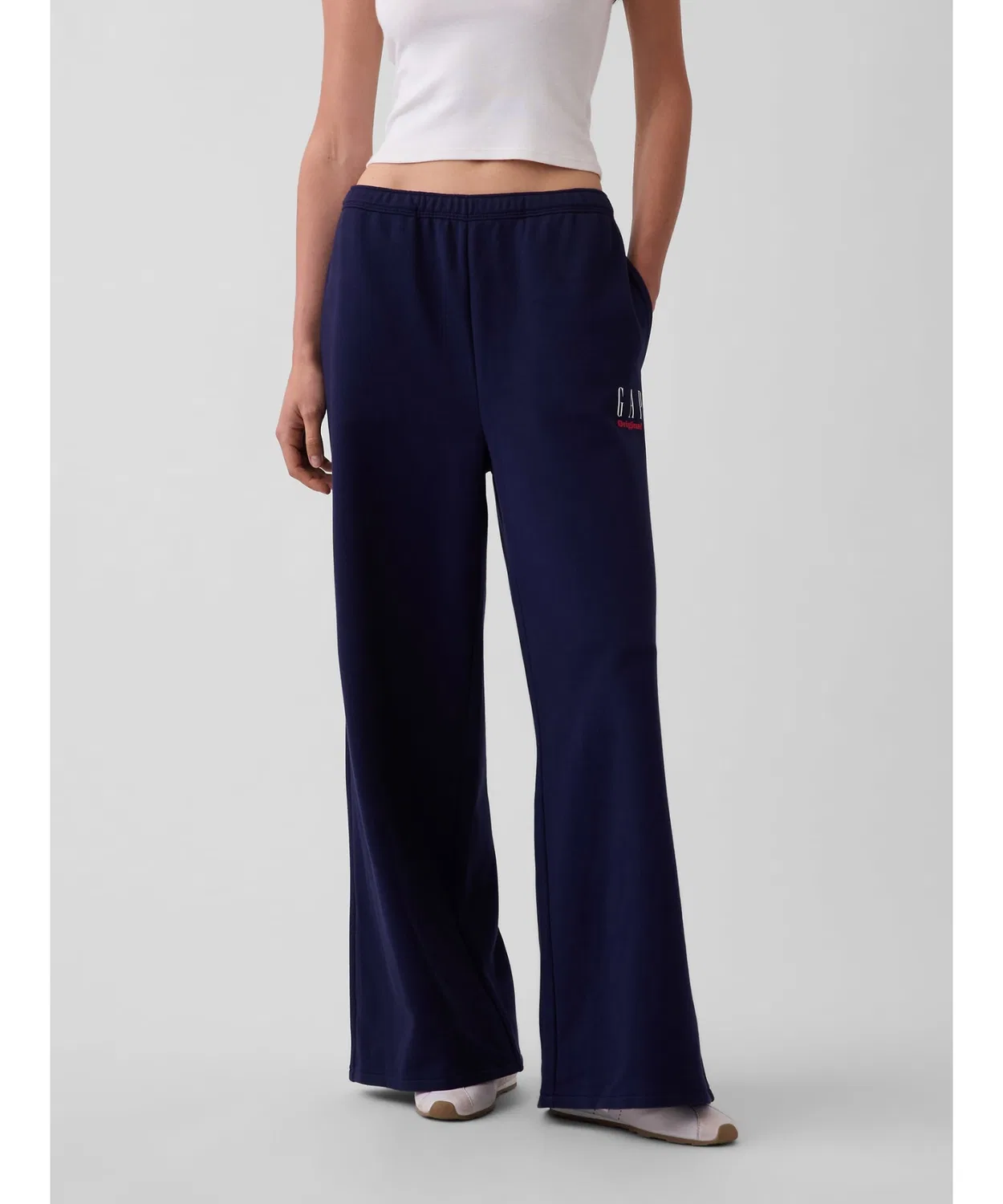 Женские свободные спортивные брюки из тяжелого футера с логотипом GAP, Navy
