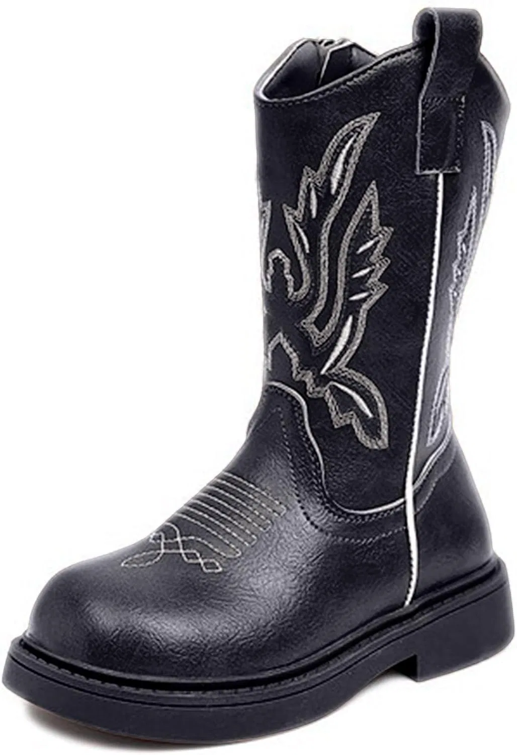 Детские сапоги для девочек с вышивкой Cowboy Boots IWIHMIV, Black — фото 3