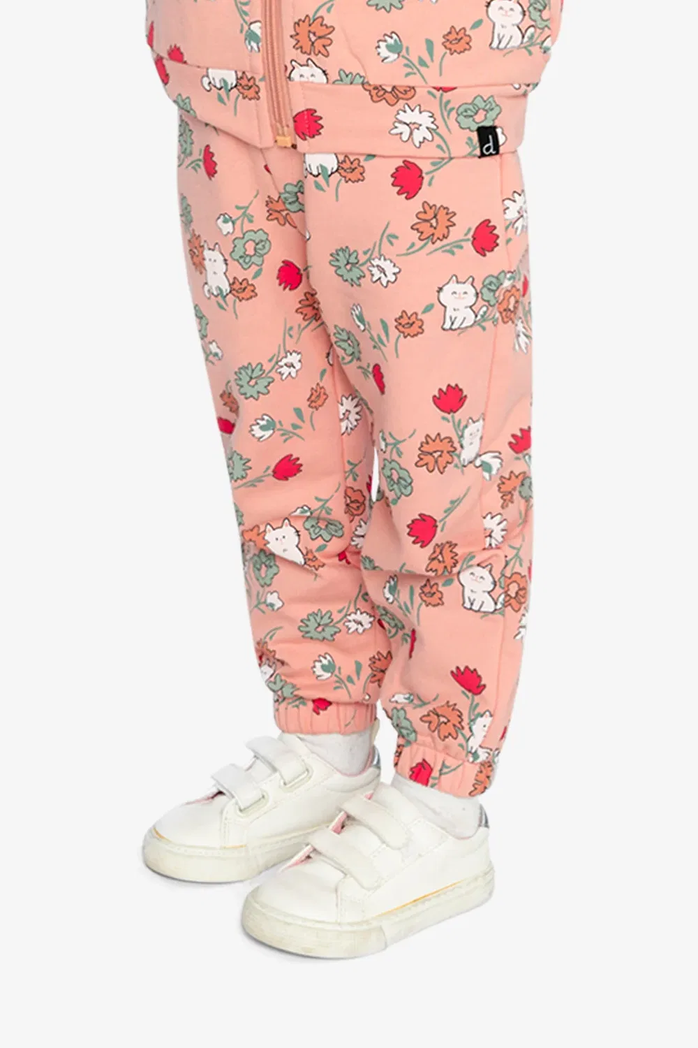 Детские штаны для девочек с принтом Deux par Deux, Pink Cat Print — фото 3