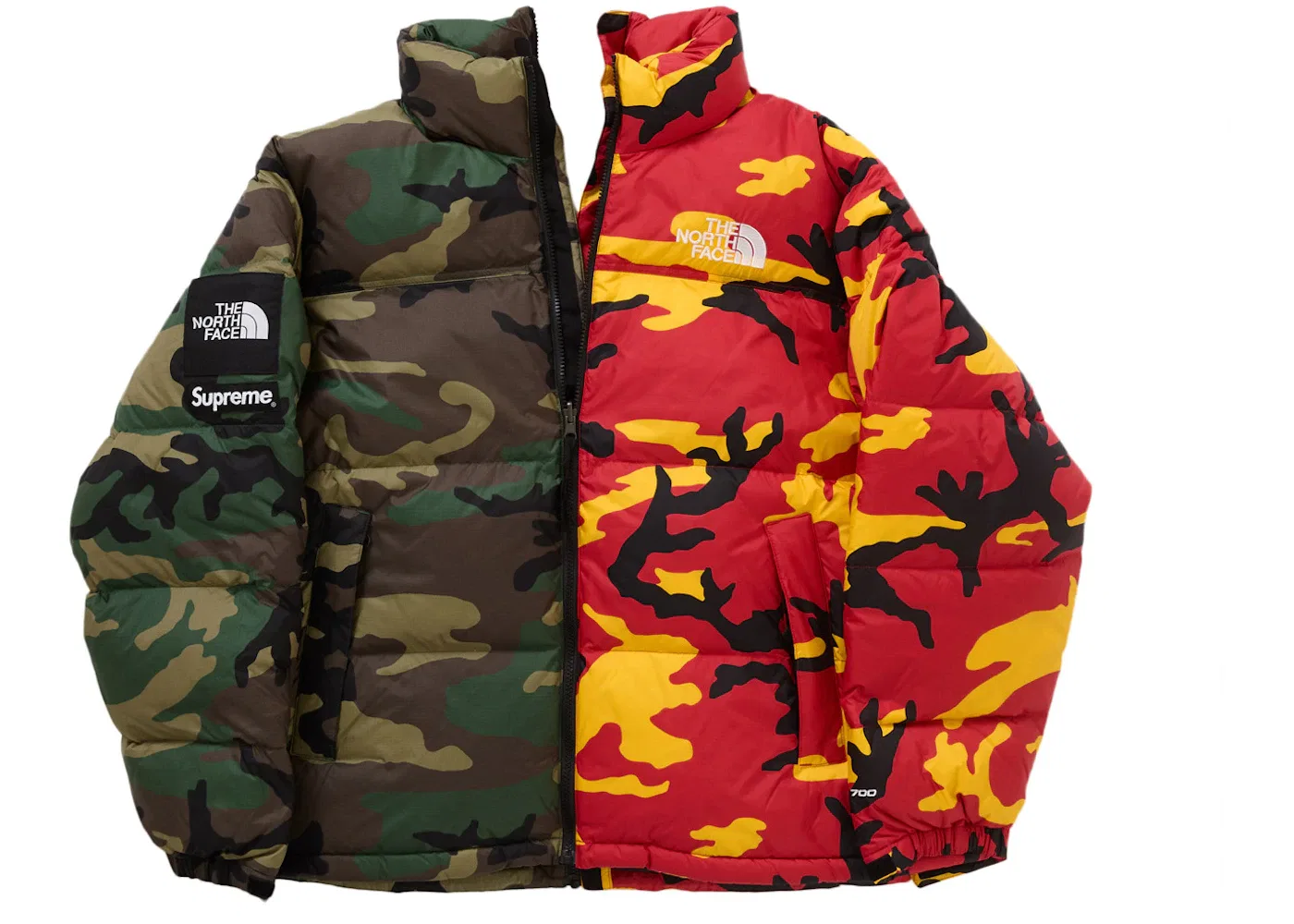 Мужская куртка с камуфляжным принтом Supreme The North Face Split Nuptse Jacket, Camo — фото 3