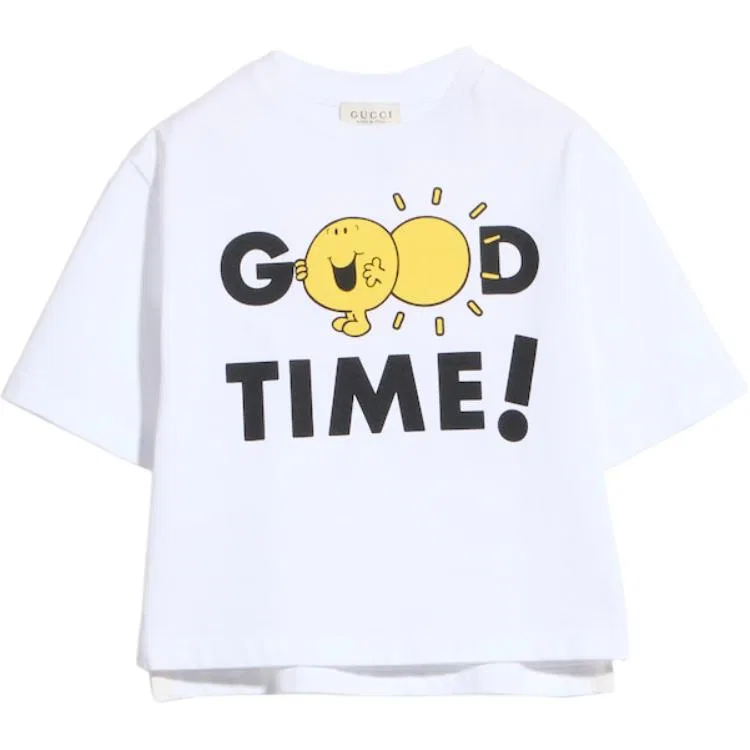 Детская футболка с круглым вырезом White Pre School T Shirts Crew Neck Moderate GUCCI