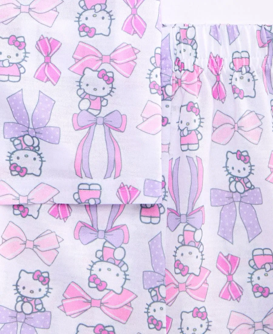 Комплект пижамы Hello Kitty с кнопками, с коротким рукавом, 2 предмета Hello Kitty, White Print — фото 3