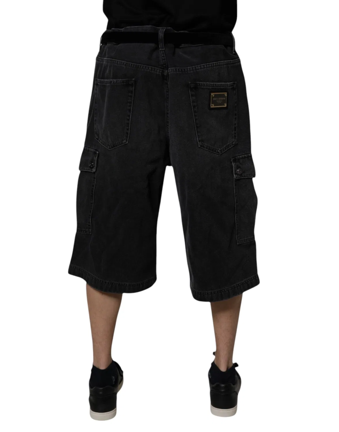 Мужские шорты-бермуды из денима с карго-карманами Black Mid Waist Denim Cargo Bermuda Shorts Dolce & Gabbana, черный — фото 4