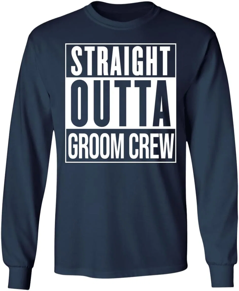 Мужская футболка с длинным рукавом Straight Outta Groom, Navy