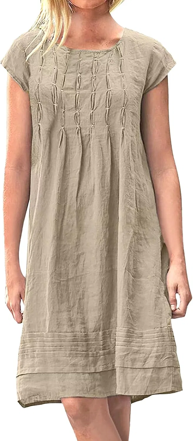Женское летнее платье с плиссе Linen, Apricot