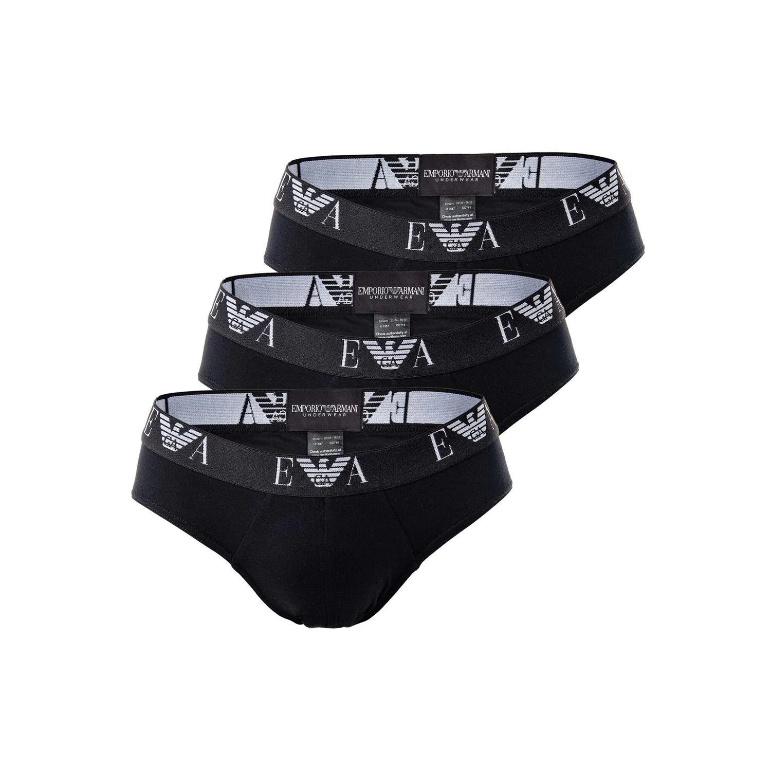 Мужские трусы-слипы из хлопка с эластаном Emporio Armani, Black