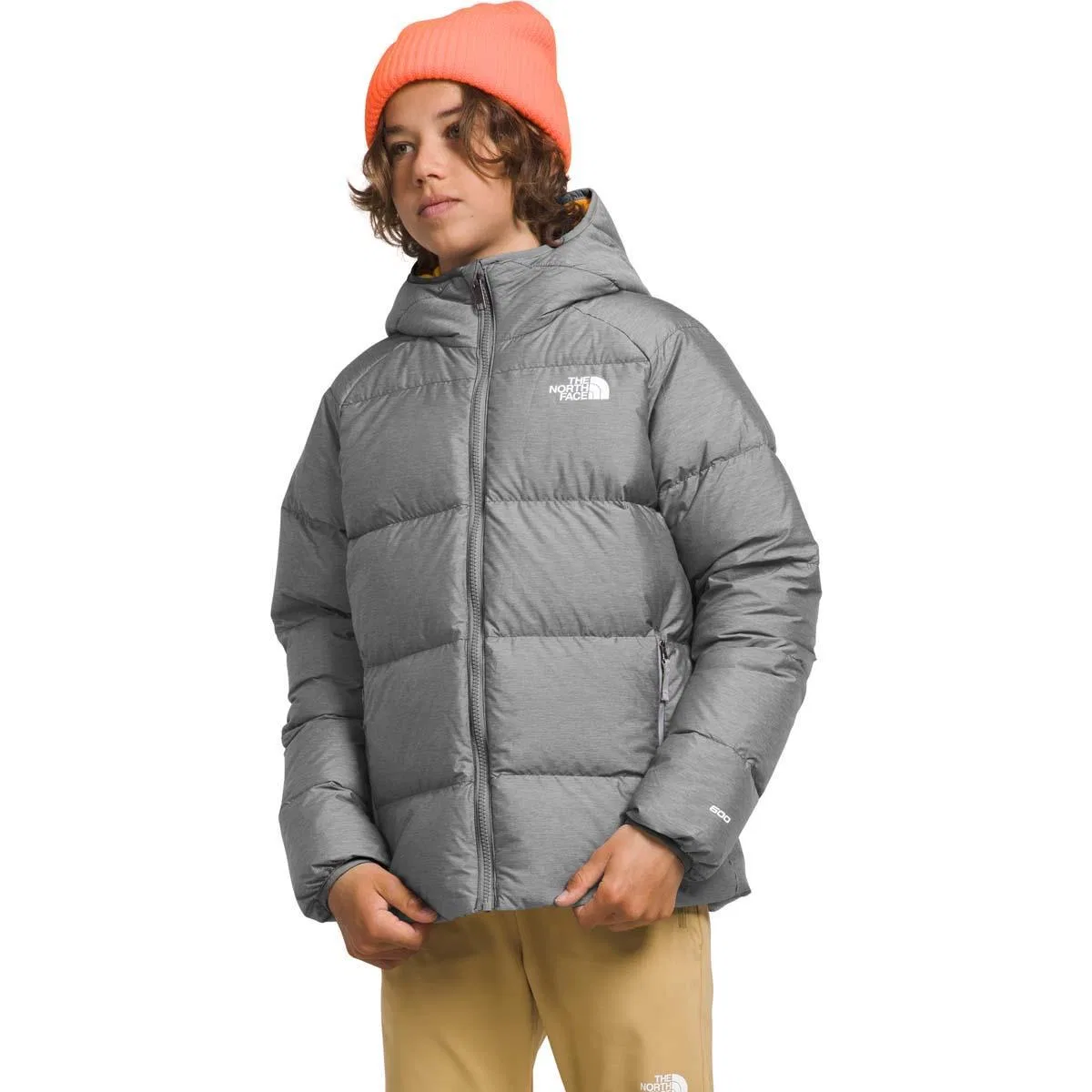 Куртка детская утепленная с капюшоном, двусторонняя North Down The North Face, TNF Medium Grey Heather