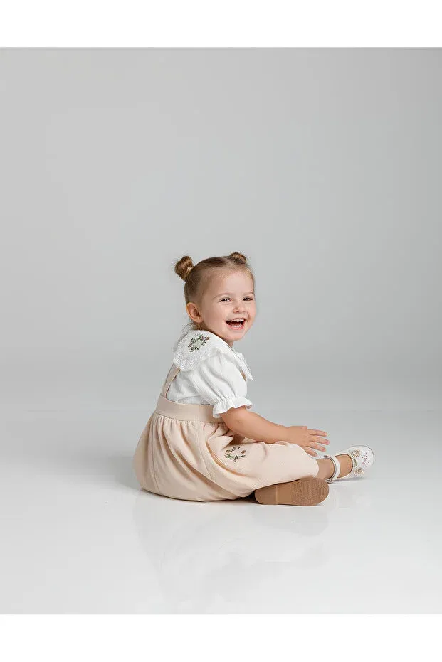 Детский комплект для девочек с цветочной вышивкой Lumia Baby, Ecru — фото 4