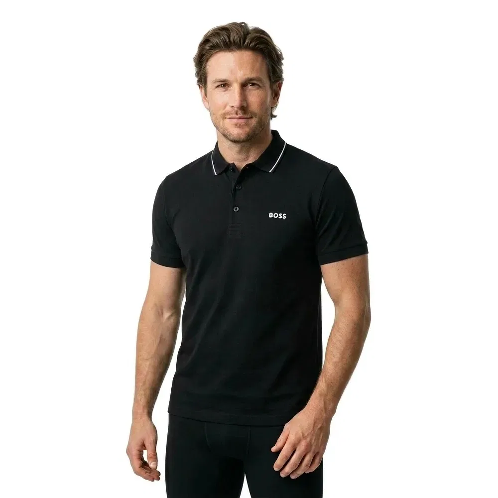Мужское поло slim fit Paul4 BOSS, Black — фото 2