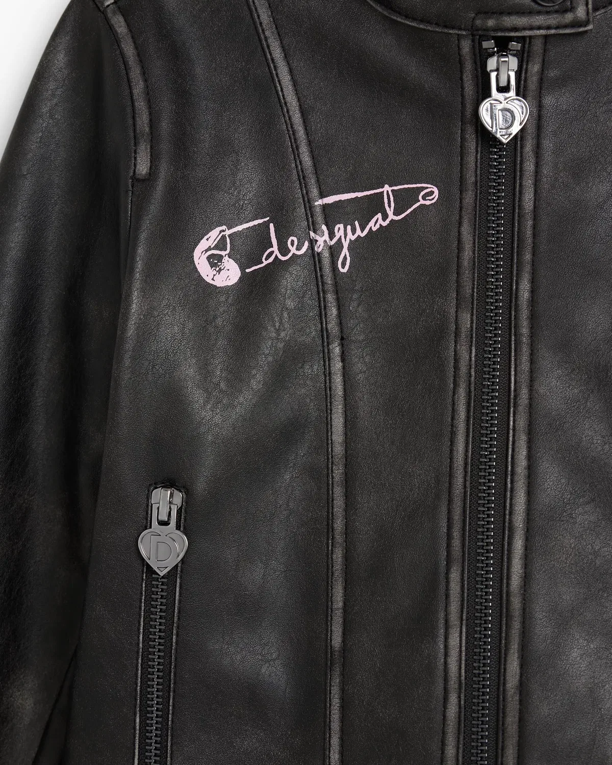 Детская куртка для девочек с эффектом кожи Desigual, Negro — фото 4