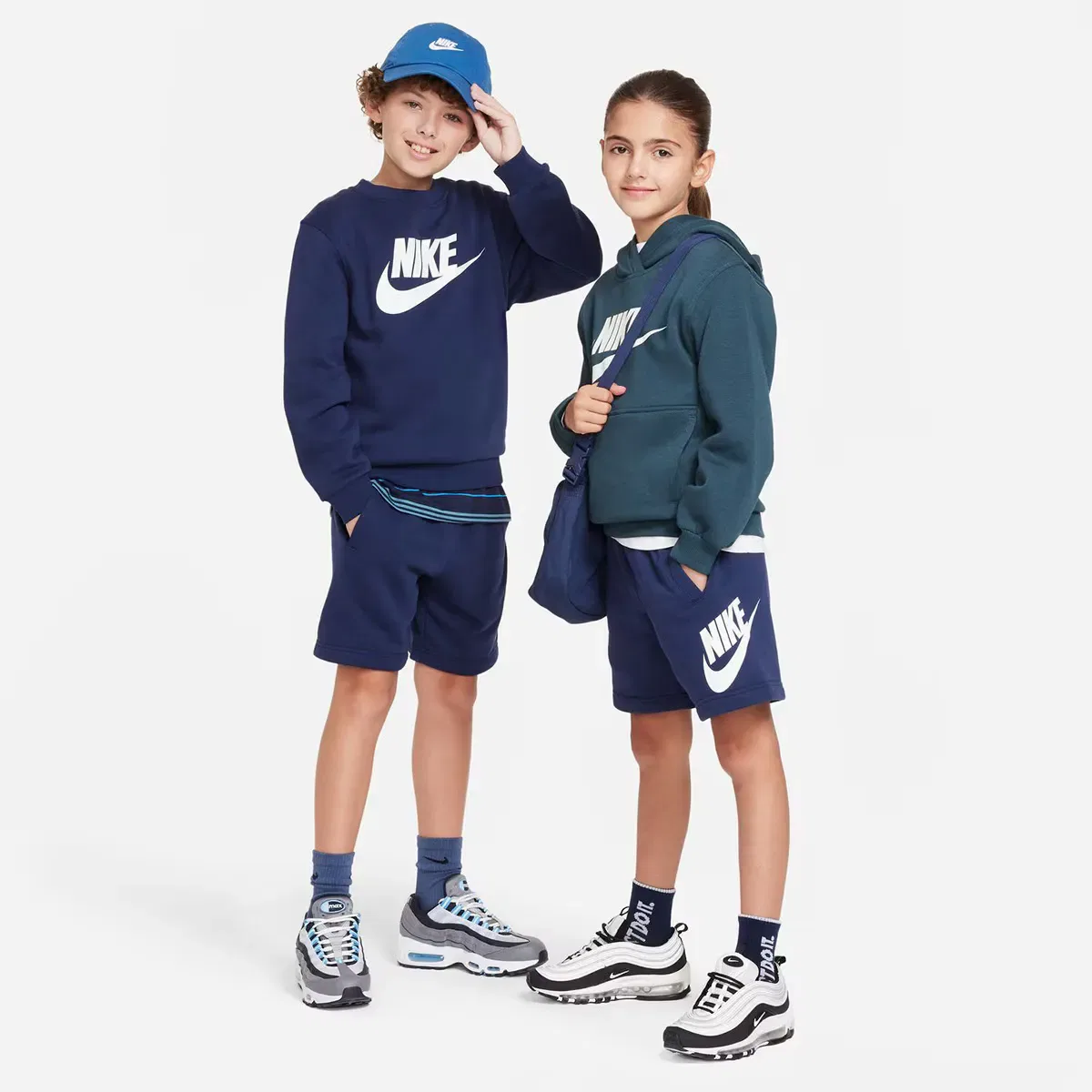 Детские шорты из футера с принтом Nike, Azul Marino — фото 4