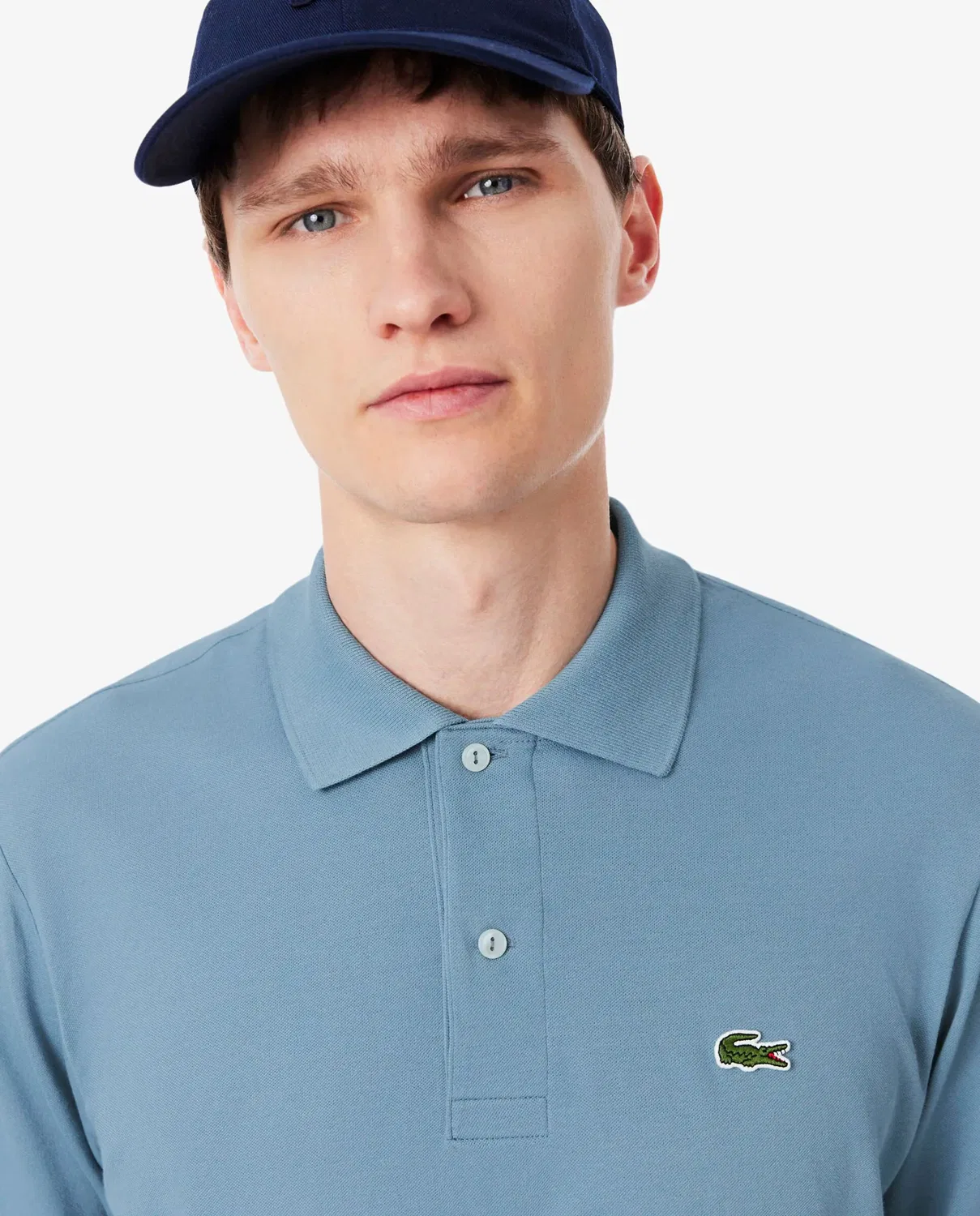 Мужское поло Lacoste с длинным рукавом, классический крой, Azul Anticuario — фото 3
