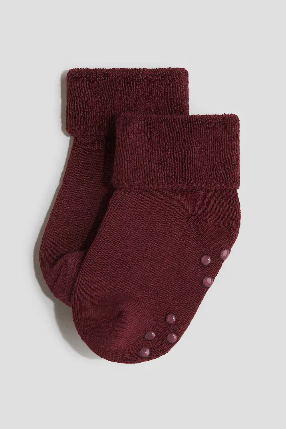 Набор из 5 противоскользящих махровых носков H&M, Dunkelrot/Rosa — фото 2