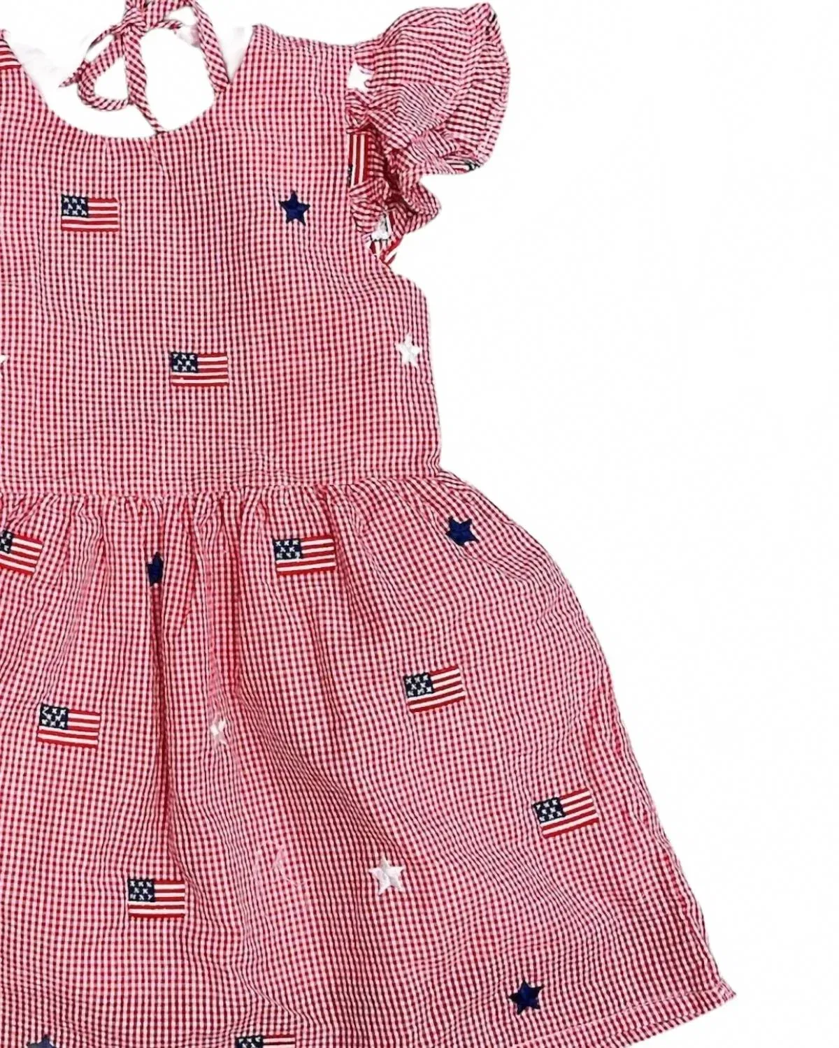 Детское платье для девочек с вышивкой Flags And Stars Smockingbird, красный — фото 2