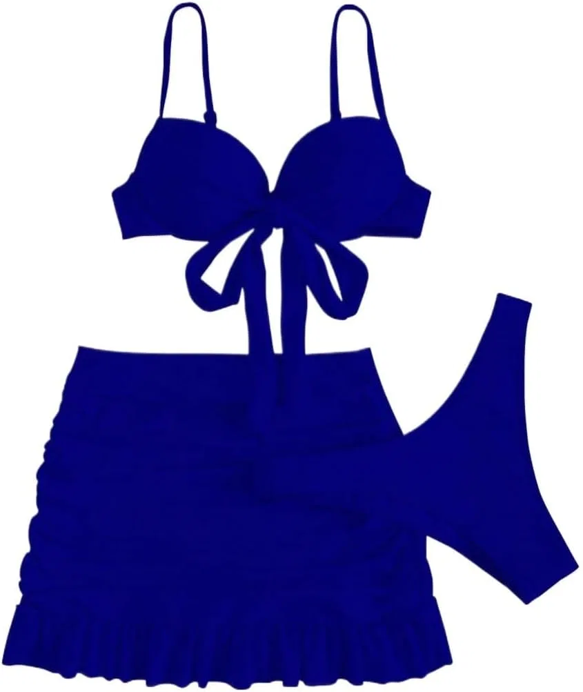 Женский бикини-комплект с завышенной талией 3 предмета, Royal Blue — фото 2