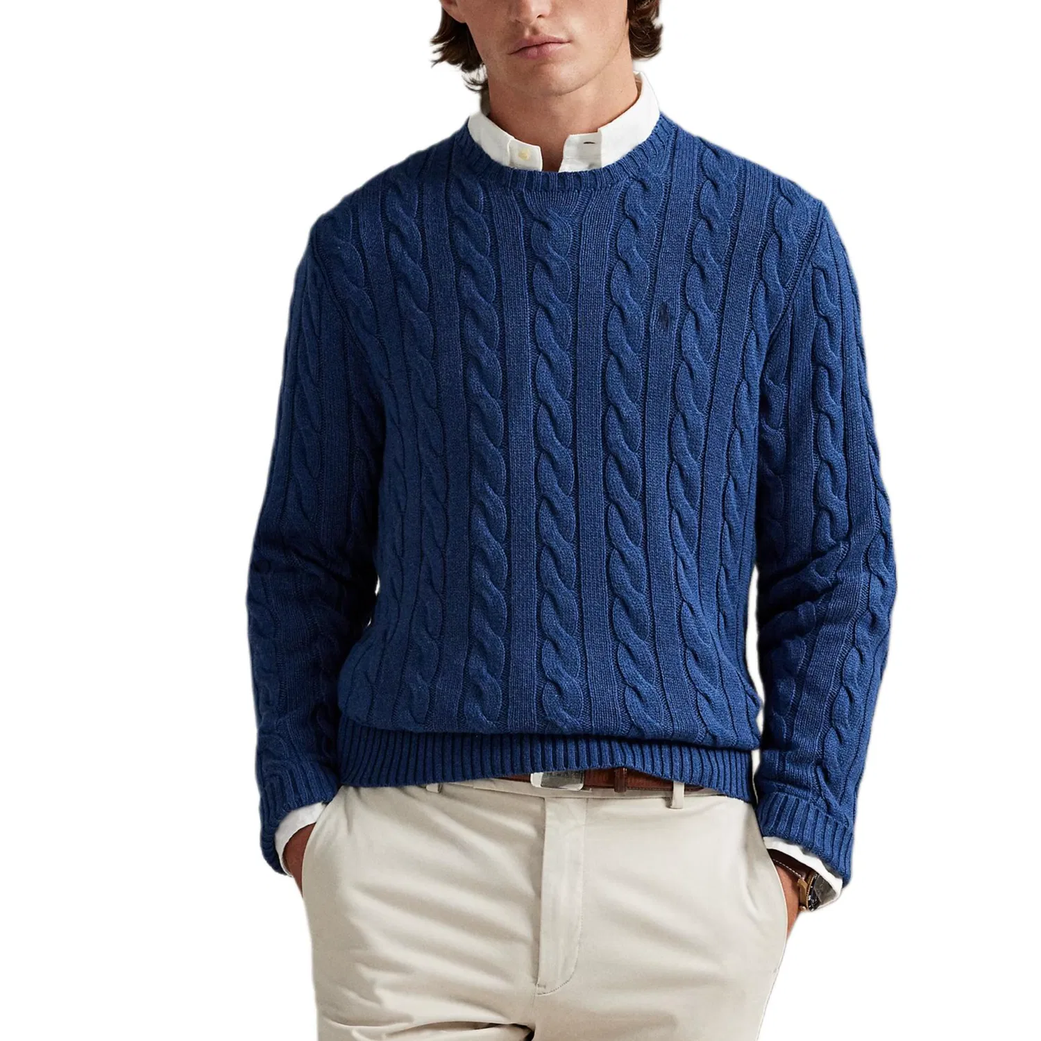 Свитер с косами длинным рукавом Polo Ralph Lauren, Marine Blue — фото 3