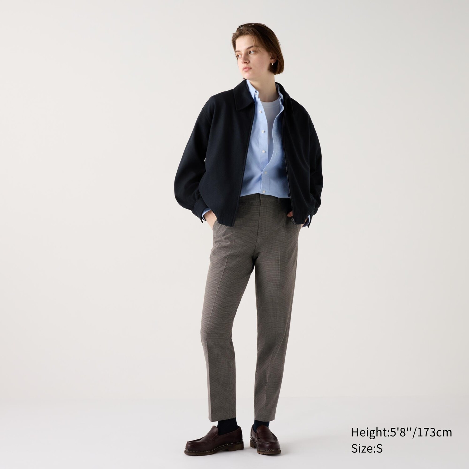 

Брюки Smart в клетку длиной до щиколотки (длинные) UNIQLO, коричневый