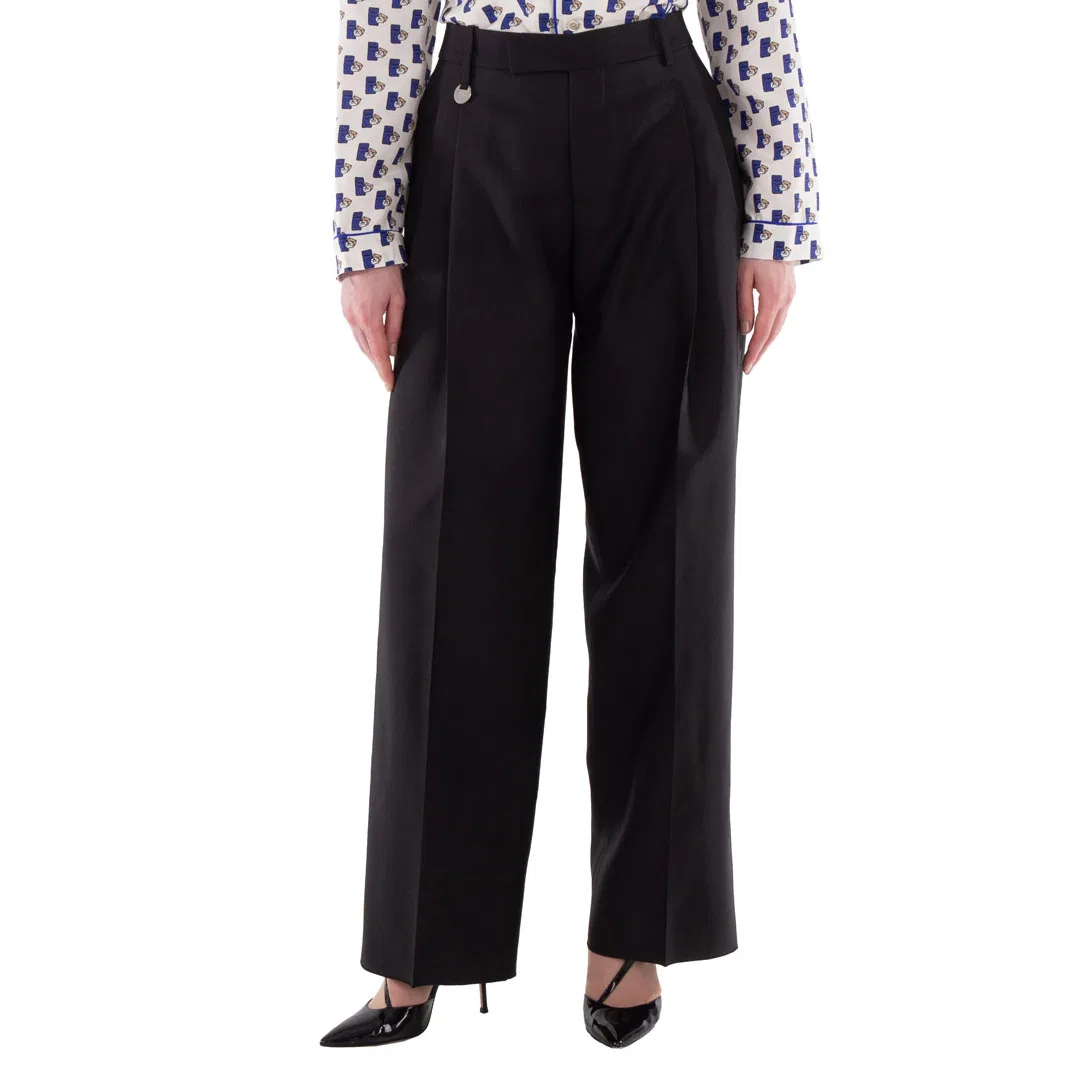 Брюки классические с защипами Wool Silk Pleated Tailored Trousers Burberry, Black