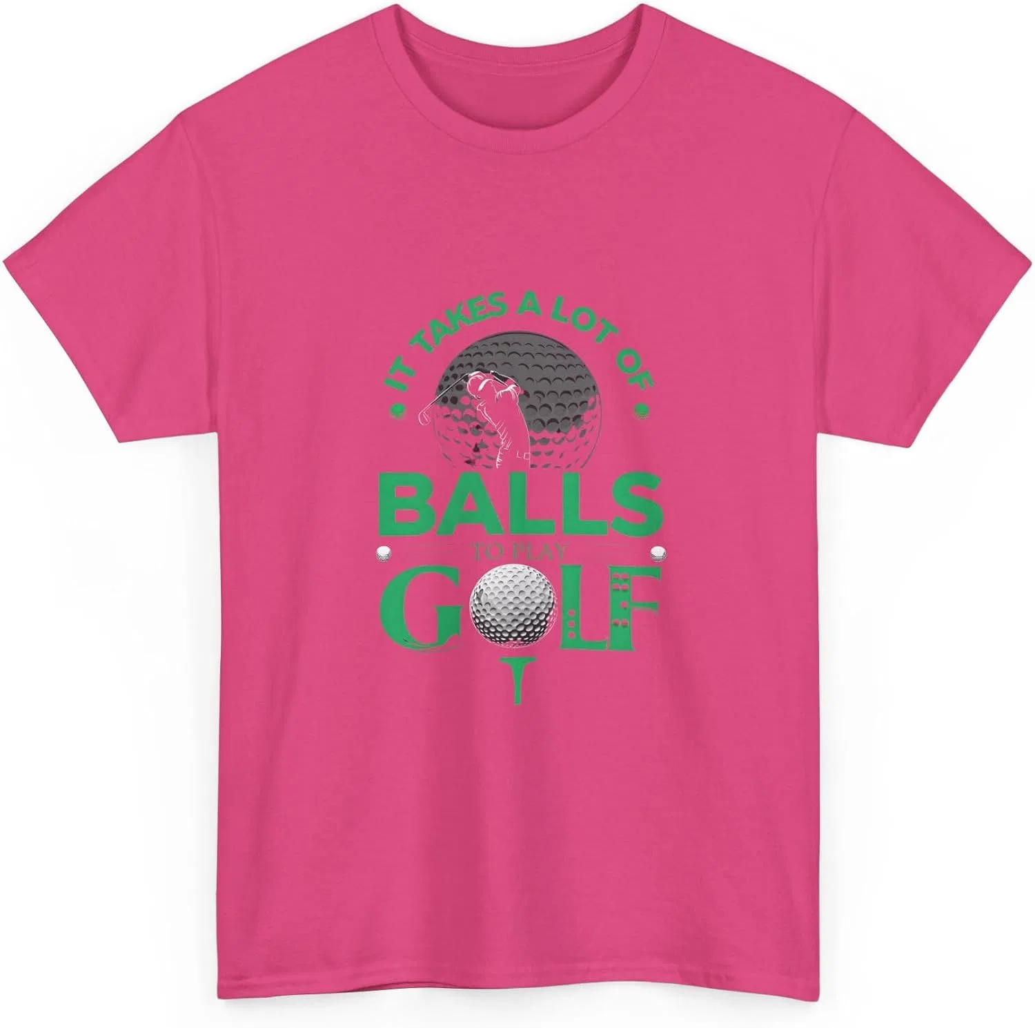 Футболка с принтом It Takes A Lot of Balls to Play Golf Gildan 5000, Heliconia — фото 3