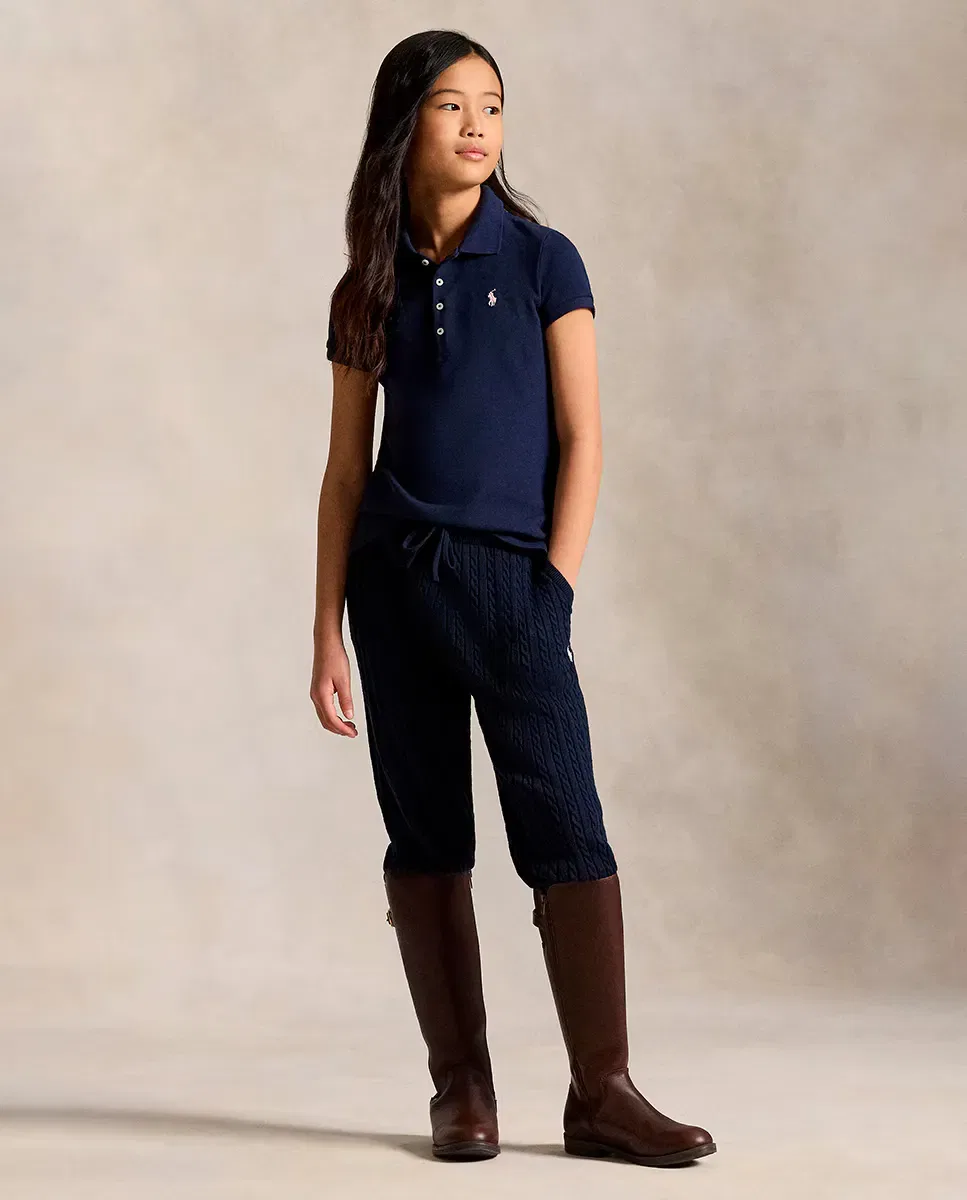 Детское поло для девочек хлопковое Polo Ralph Lauren, Azul Marino — фото 3