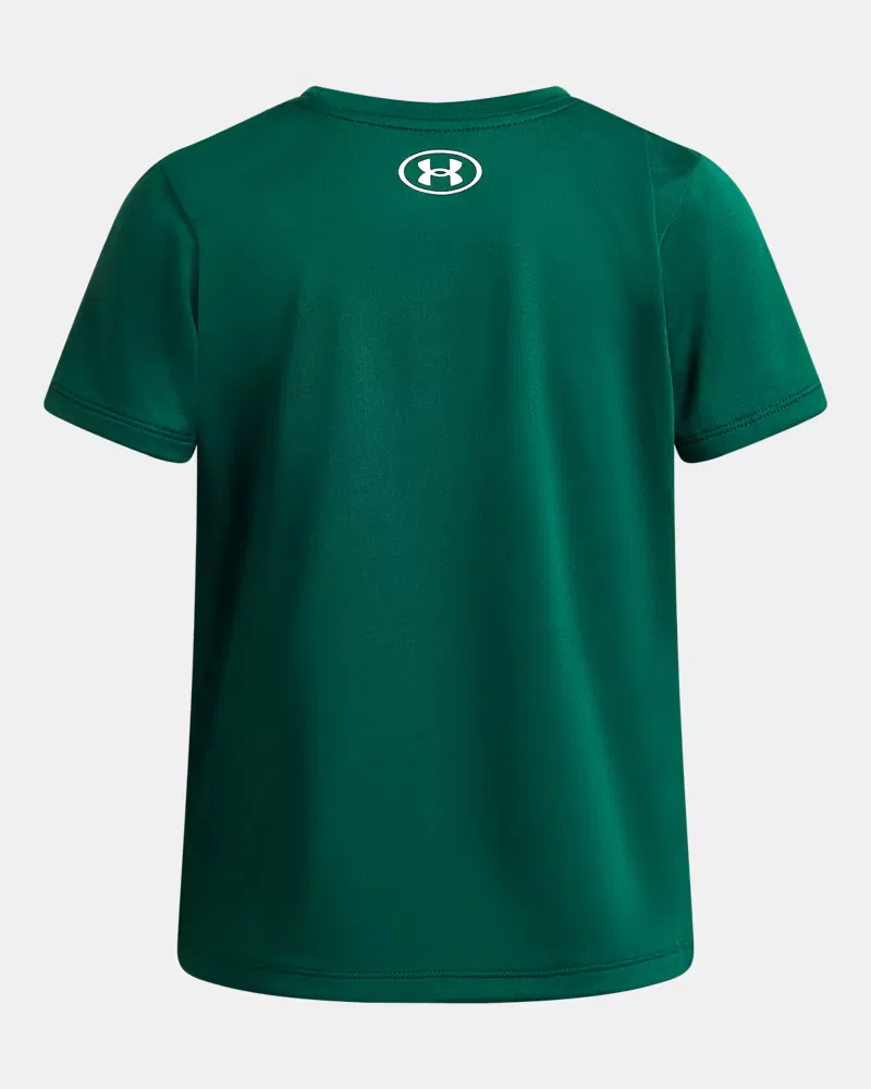 Футболка для девочек с коротким рукавом из быстросохнущей ткани UA Tech UnderArmour, Campus Ivy/White — фото 2