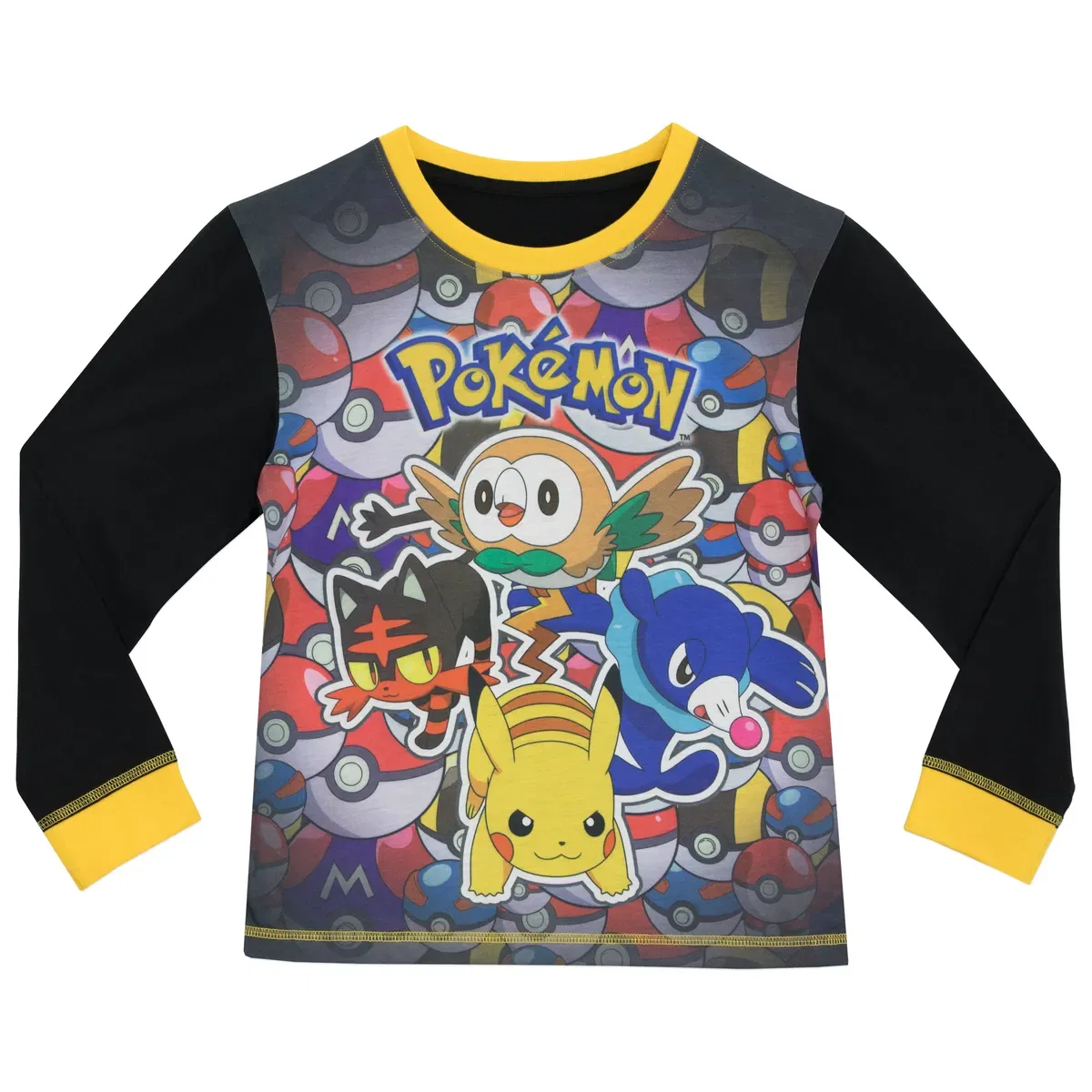 Детская пижама с принтом Pikachu Litten Rowlet Popplio Pokemon, Black — фото 2