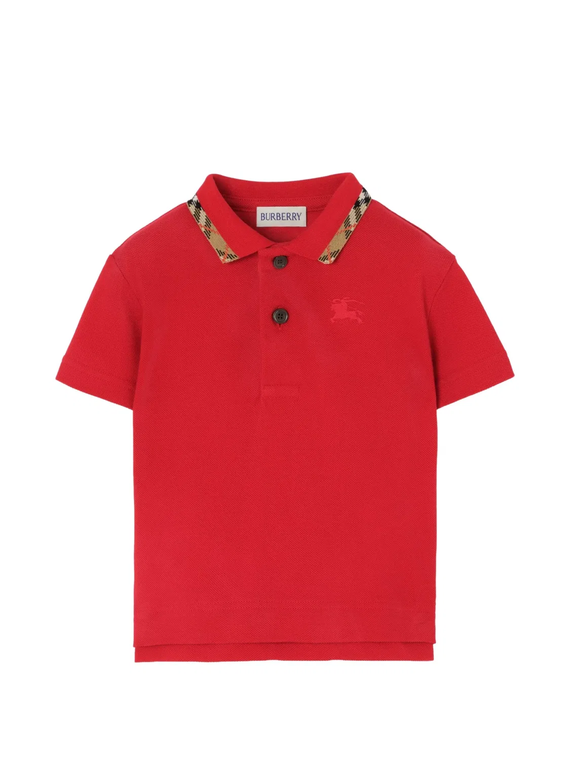 Рубашка поло с клетчатым воротником Burberry Kids, красный