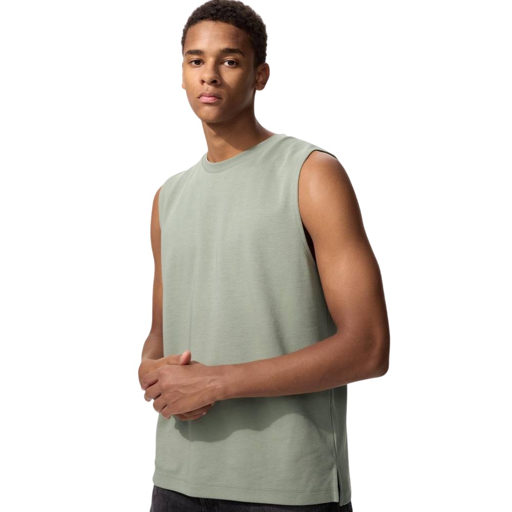 Футболка Uniqlo AIRism Cotton Sleeveless Unisex, 53 зеленый — фото 4