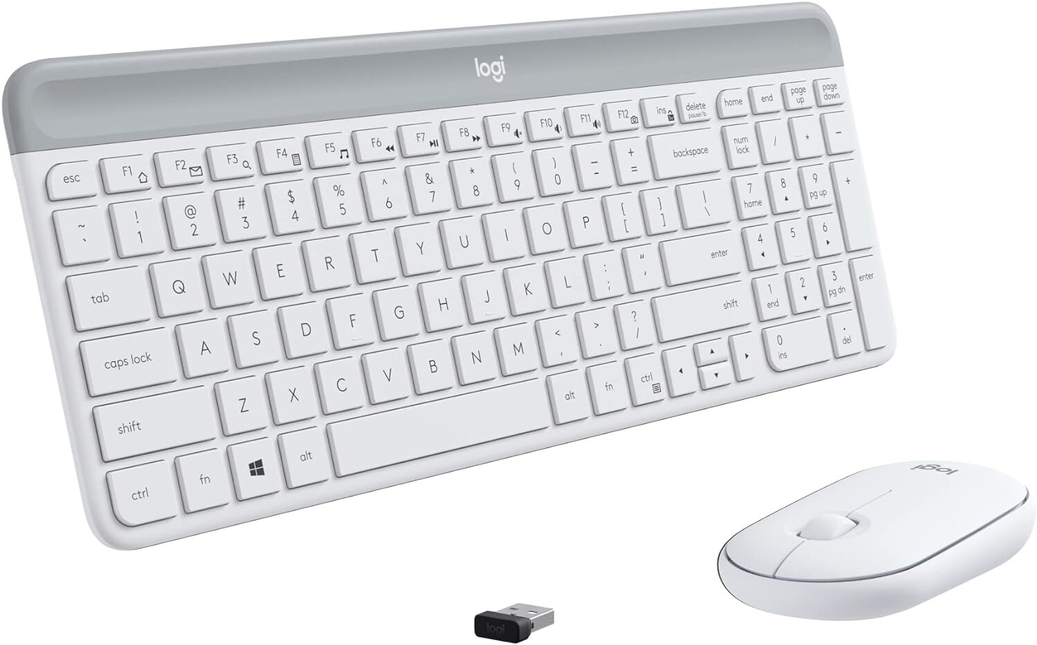 

Беспроводная клавиатура Logitech MK470 Slim, plus mouse, белый, английская раскладка