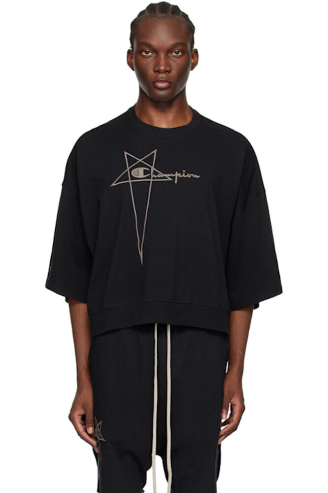 

Черная укороченная футболка Champion Edition Tommy Rick Owens