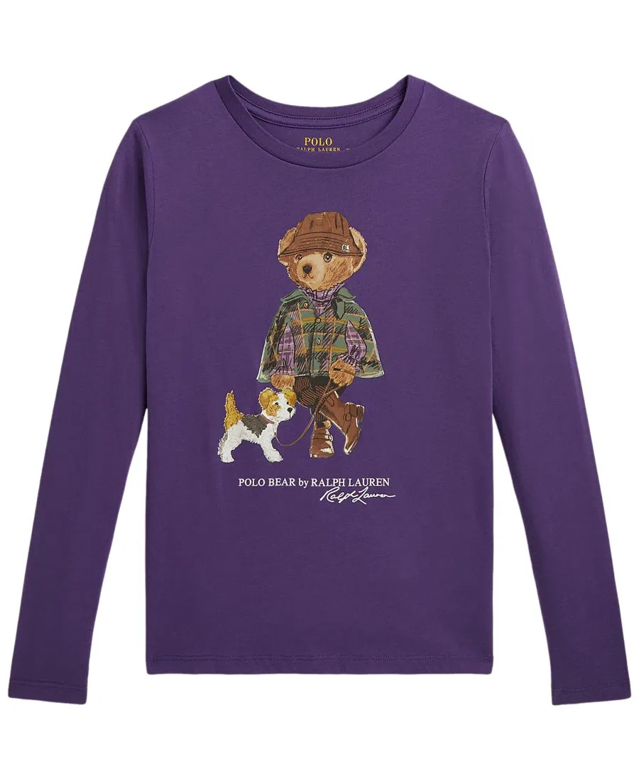 Футболка с длинным рукавом с принтом Polo Bear Polo Ralph Lauren, Valley Purple