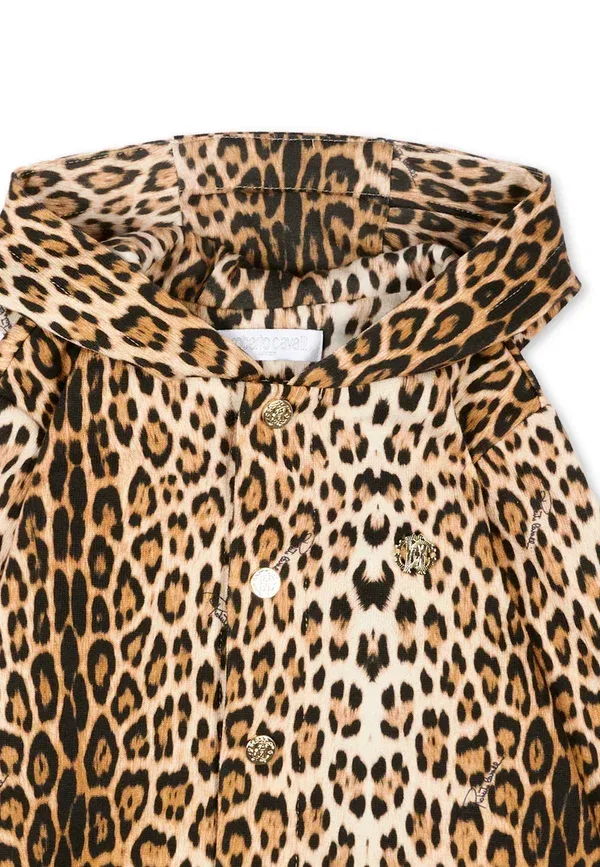 Толстовка с капюшоном с принтом Animal print Zip-up sweatshirt Roberto Cavalli Junior, Brown, коричневый — фото 3